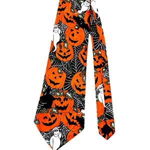 Halloween Men’s Tie Pumpkins, Trick or Treat, Ghosts Orange Steve Harris Necktie